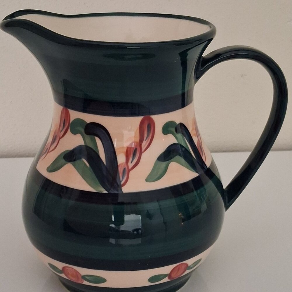 Gail Pittman Signed Art Pottery Juniper Pitcher Vintage Signed 1988 7 1/4"